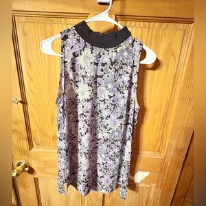 Floral Sleeveless Women's Top - Black and Purple